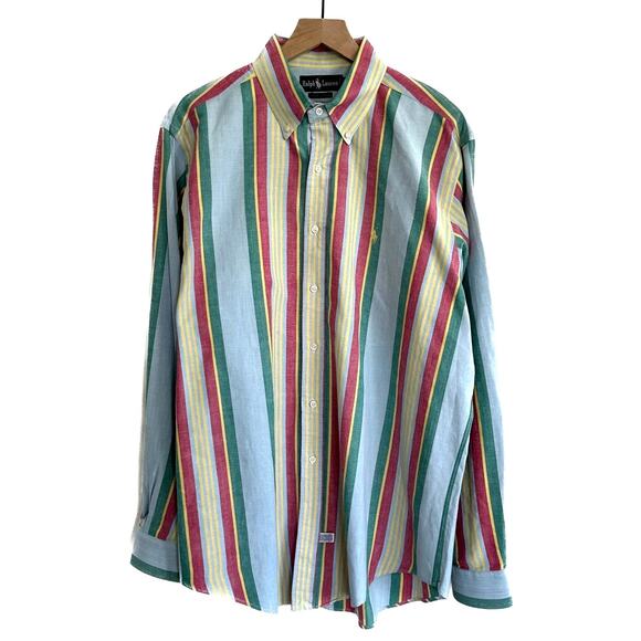 Vintage Polo Ralph Lauren Classic Oxford Striped Button Down Shirt Size XL - Picture 4 of 8
